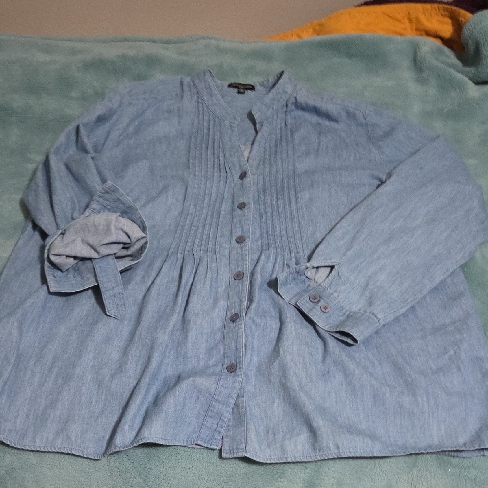 Blue Button-Up Blouse